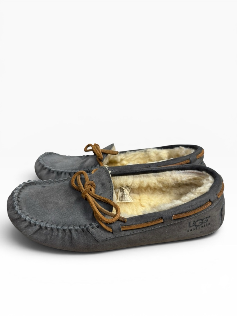 UGG Dakota Gray Suede Shearling Moccasin Slippers Women’s US 7 Comfort